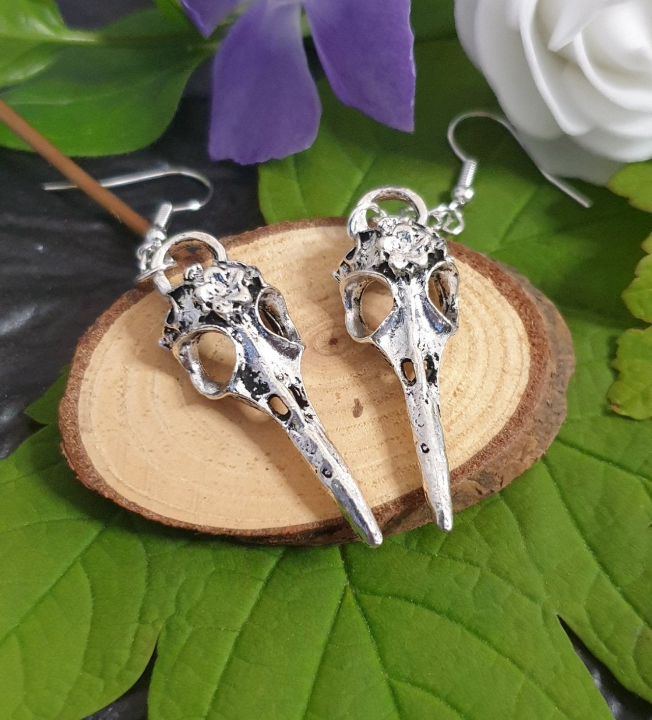 Boucle d'oreille skull-crow